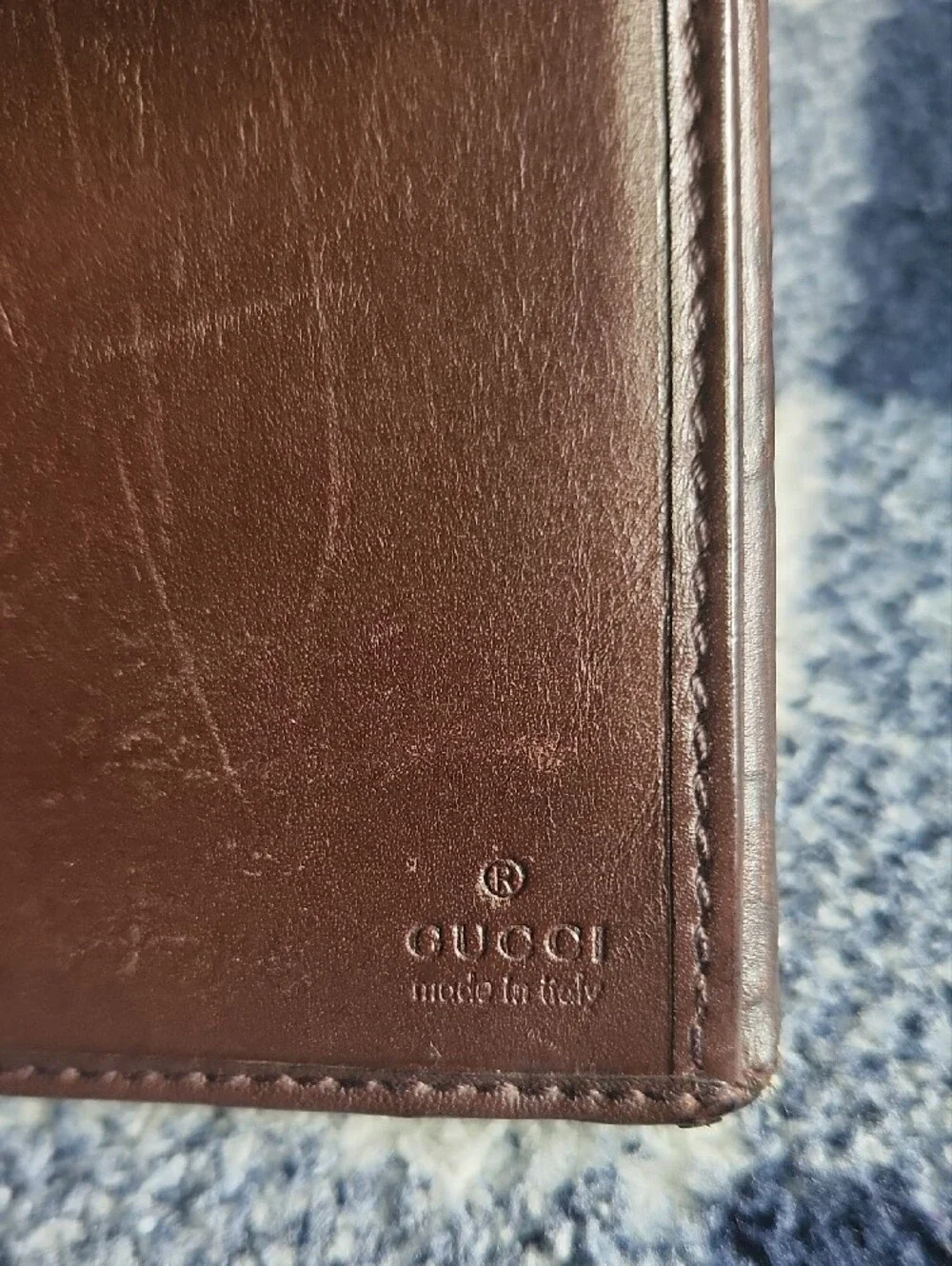 Gucci Dark Brown Embossed GG Leather Wallet with Gold Plate - Picture 2 of 7